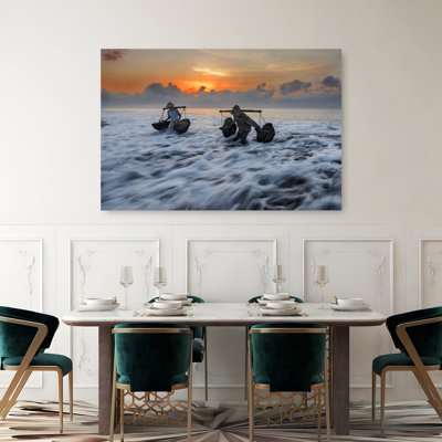 «Golden Hour Beach Carry Peaceful Serene Traditional Coastal», art mural