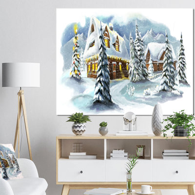 «Evening Winter Scene in Mountains with Christmas Tree», peinture