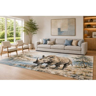 Tapis bleu et beige River River