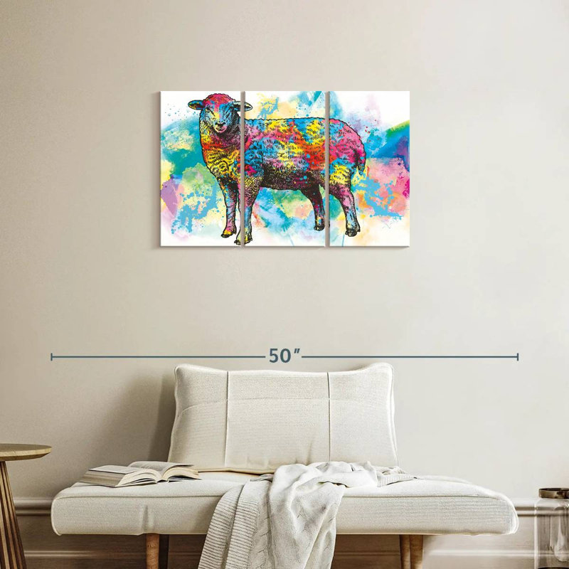 Éclaboussures de peinture de mouton, H 20 po x l 33 po