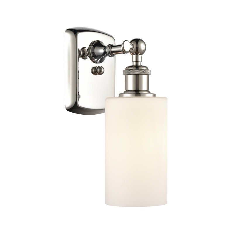 Glessite Armed Sconce, Matte White, Incandescent, Polished Nickel