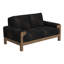 Causeuse Caisy, similicuir noir, structure en bois massif caramel, 69 po