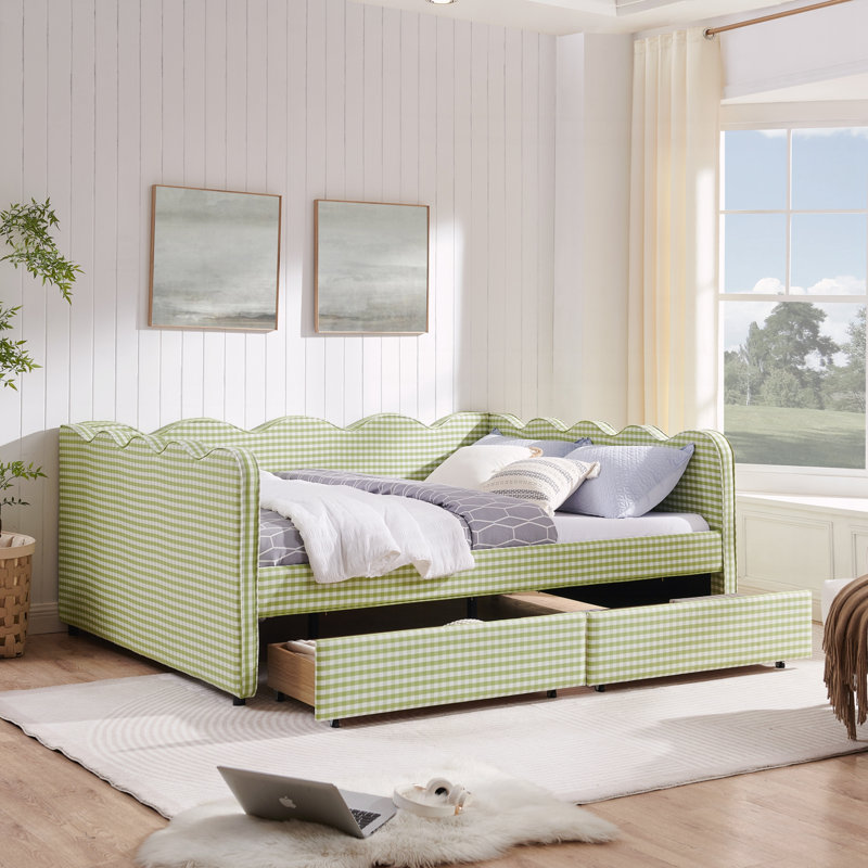 Queen Size Cozy Gingham Daybed, Green