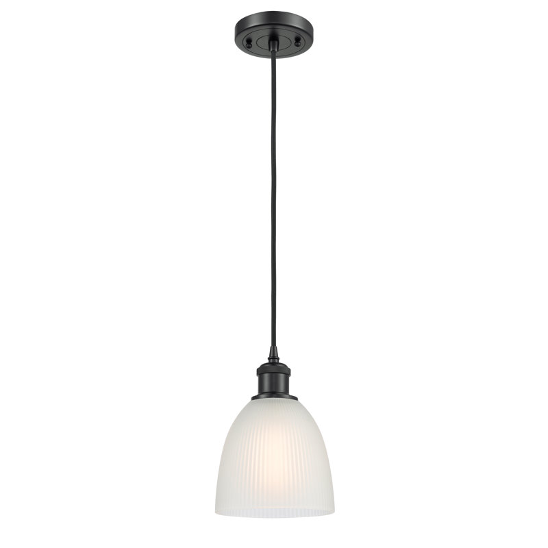 Luminaire suspendu en forme de cloche à 1 lumière Whipple, Blanc, Ampoule DEL 6 watts Vinage, Noir mat
