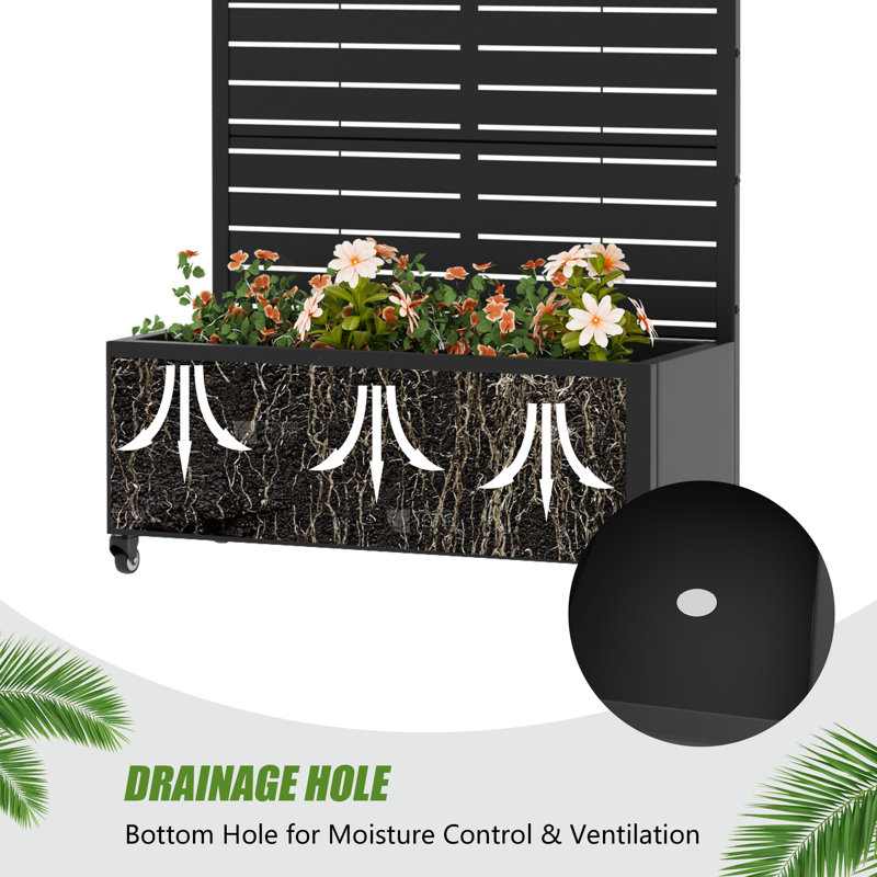 Novo 72 in. H x 35 in. W Planter Box, Black