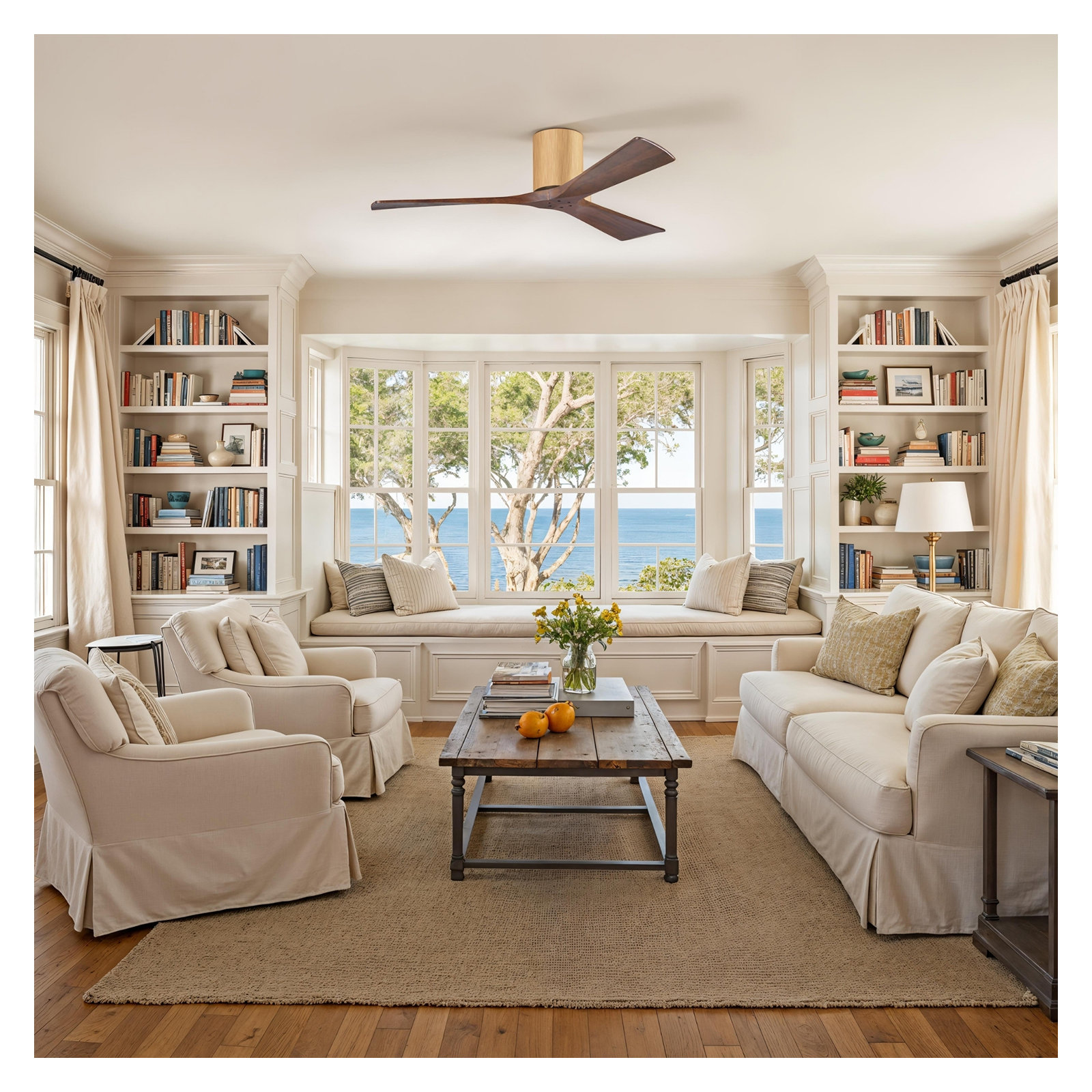 Olivier 3 Blade Ceiling Fan, Walnut Tone, Light Maple, 52"