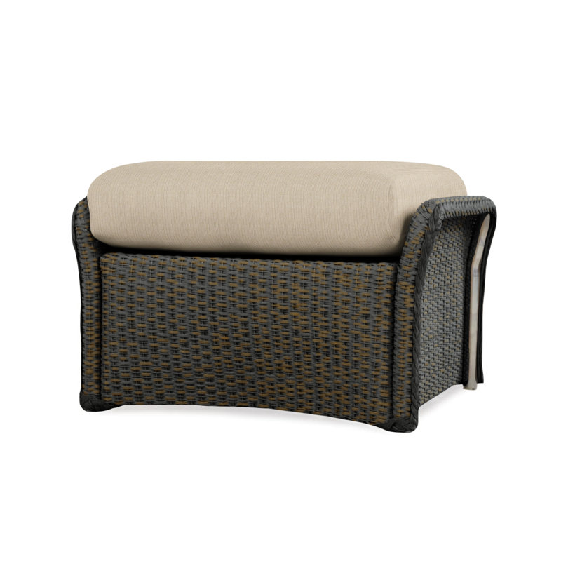 Weekend Retreat Outdoor Ottoman, Consider Indigo, Mink