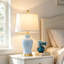 Lampes de table en pot 23 po en céramique avec abat-jour en tissu blanc et ampoules DEL 23 po-879609716