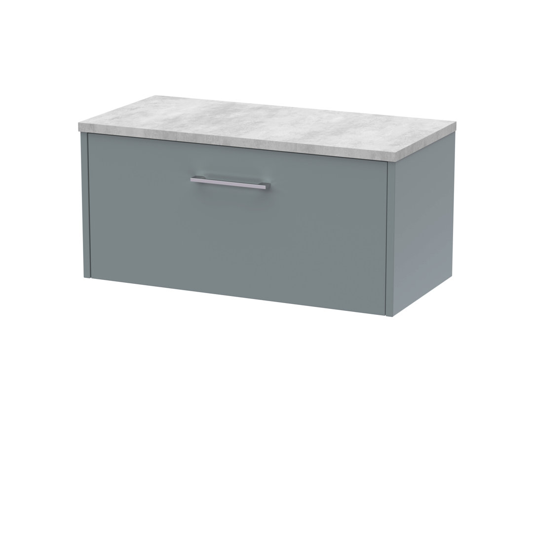 Hudson Reed Juno 800mm Wall Hung Vanity Unit - Coastal Grey, Soft Close Drawers, Grey Laminate Top - Image 2