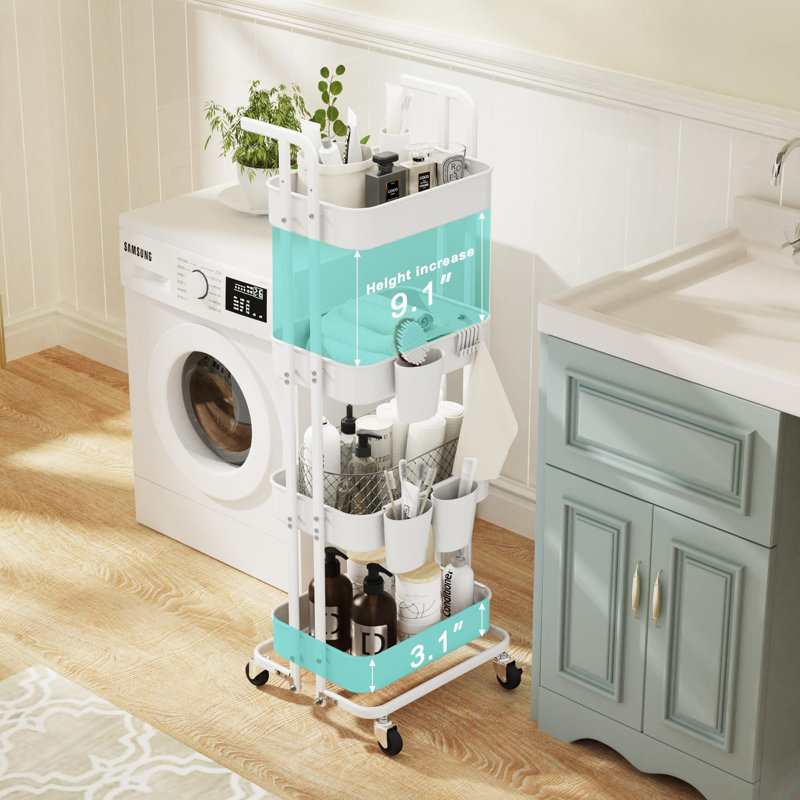 48.6'' H x 18.7'' W Utility Cart with Wheels, White