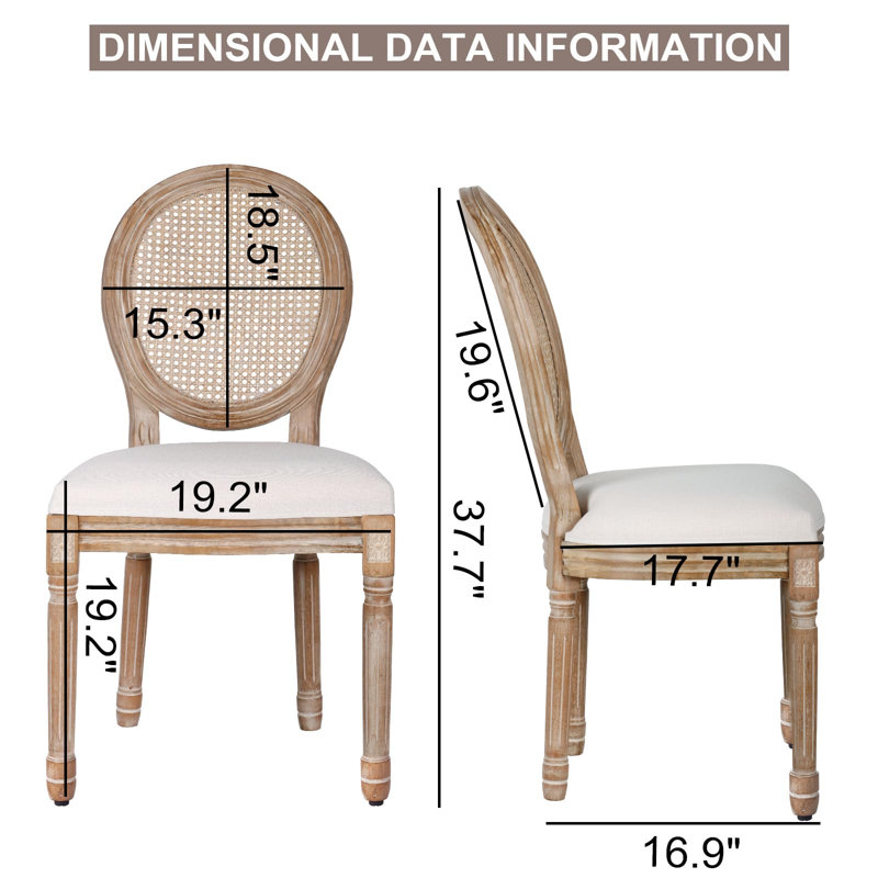 Ensemble de 2 chaises de salle à manger H 37,7 po French Provincial