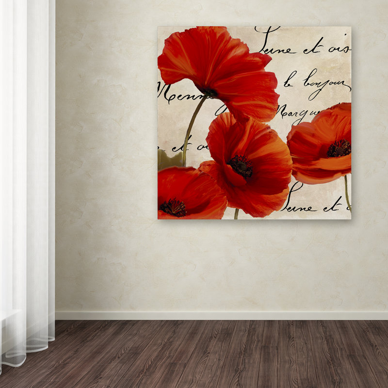«Coquelicots Rouge I» par Jadaya, impression sur toile tendue, H 14 po x l 14 po x P 2 po