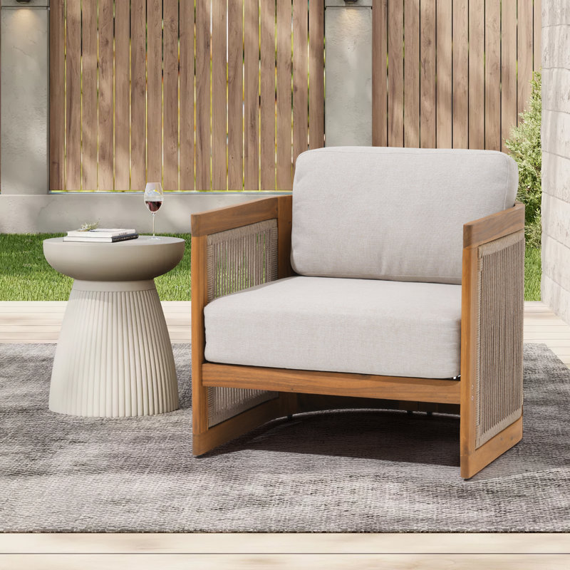 Canapé d'extérieur simple en bois massif avec coussins