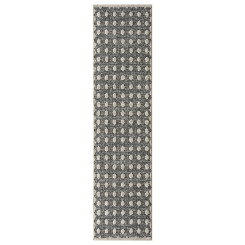 Tapis géométrique en polypropylène tissé à la machine Aldwyn, Tapis de couloir 2 pi x 8 pi