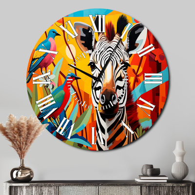 Pop Art Wildlife Zebra - Animals White Face Wall Clock