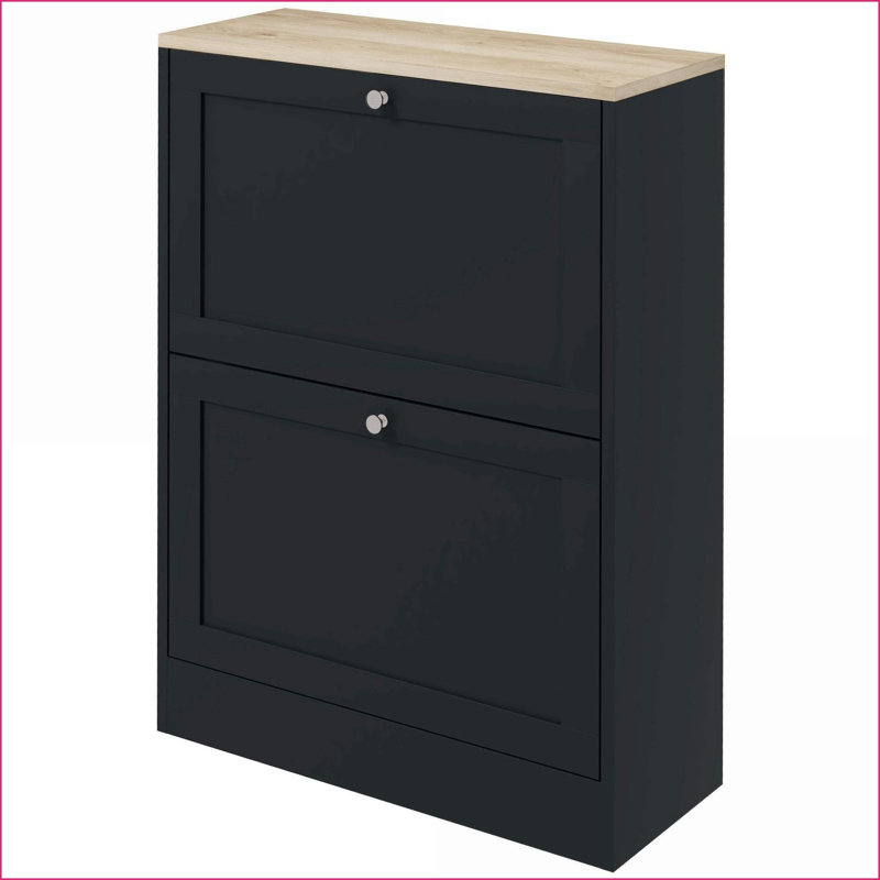 Shoe Cabinet for Entryway, Modern Slim Hidden Storage with 2 Flip Drawers &amp; Adjustable Shelves, Holds 12 Pairs, Black | Particle Board | Modern