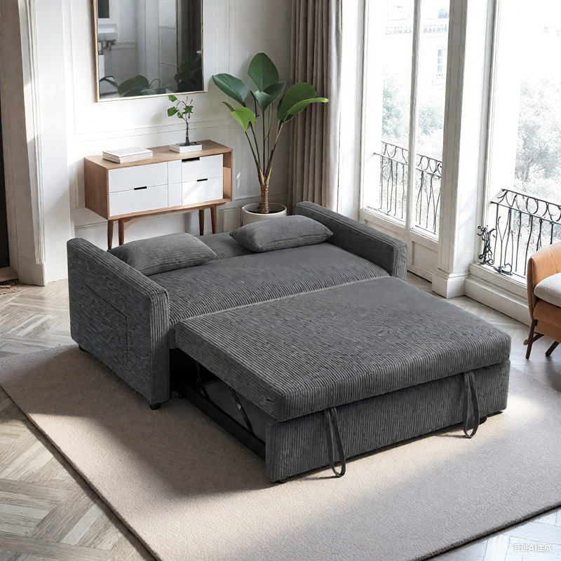 Canapé-lit futon, canapé-lit multifonctionnel en velours côtelé 3 en 1, dossier et oreillers réglables, canapé-lit convertible pour le salon, chambre à coucher