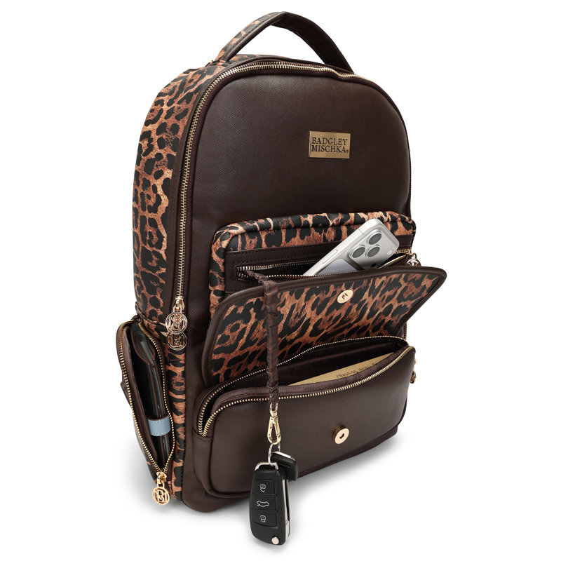 BADGLEY MISCHKA Leopard Lux 20L Backpack with Laptop Pocket