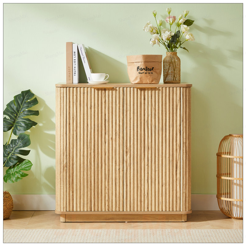 Armoire-buffet élégante à conception courbée avec rangement réglable pour espaces de vie modernes