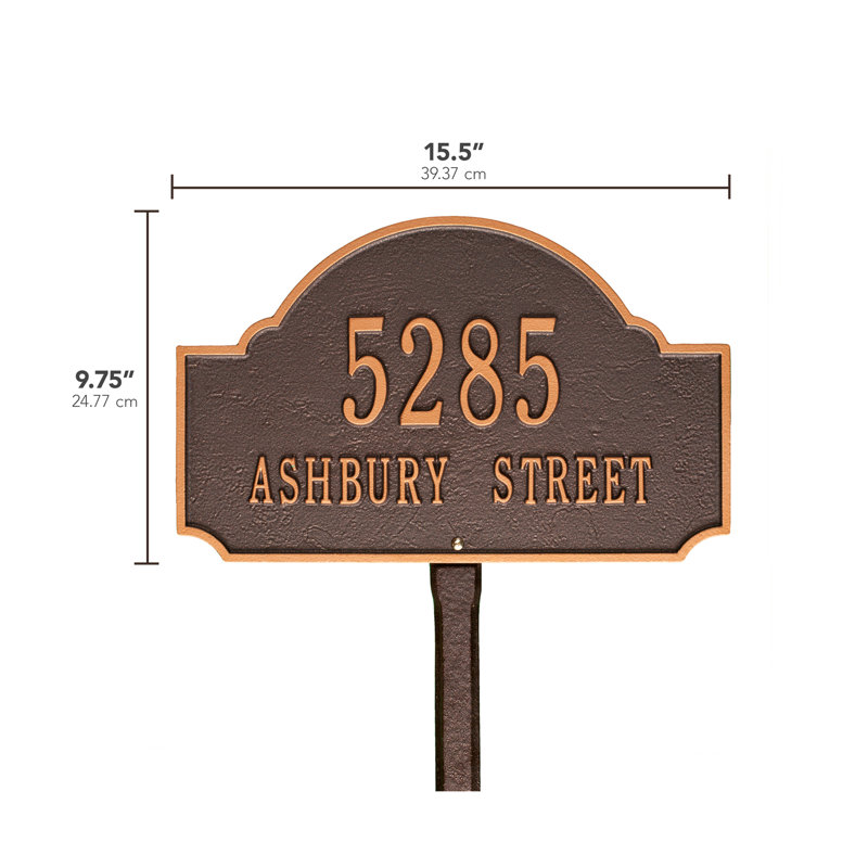 Fitzwilliams 2-Line Lawn Address Sign, Antique Copper, Yes