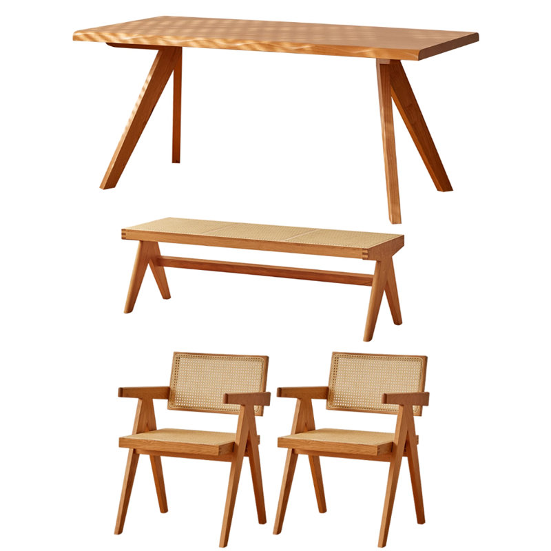 Ensemble de table en bois de cerisier Simple Creative, H 29,52 po x L 70,86 po x l 35,43 po