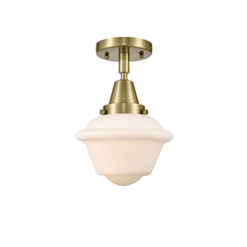 Grourke Glass Flush Mount, Antique Brass, Matte White