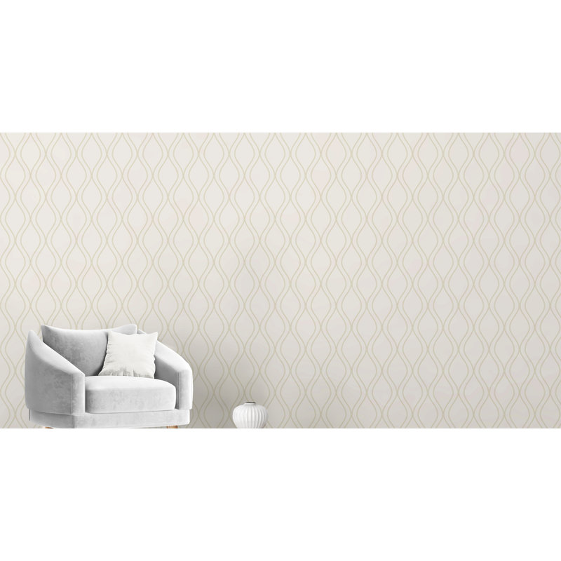 Panneau de papier peint adhésif Vaneesha Ogee, Beige, l 24 po x L 48 po