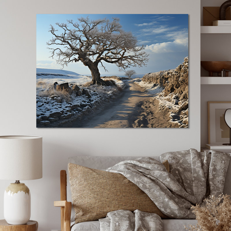 Paysage campagne d'hiver sur toile, H 30 po x l 40 po x P 1,5 po, Toile tendue