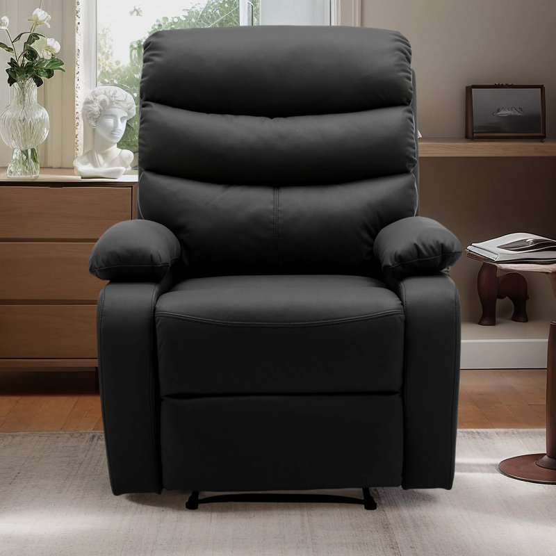 Small Recliner Chair Manual Standard Recliner ,modern Recliners For Small Spaces,single Reclining Sofa-Black, Black