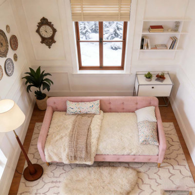 Lit de jour simple rembourré avec 4 pieds de soutien
