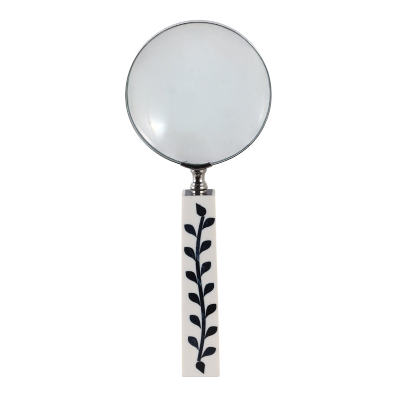 Decorative Objects Resin And Glass Leaf Handle Magnifying Glasses For Home Office Display Set Of 2 - 10" Blue, White, Silver