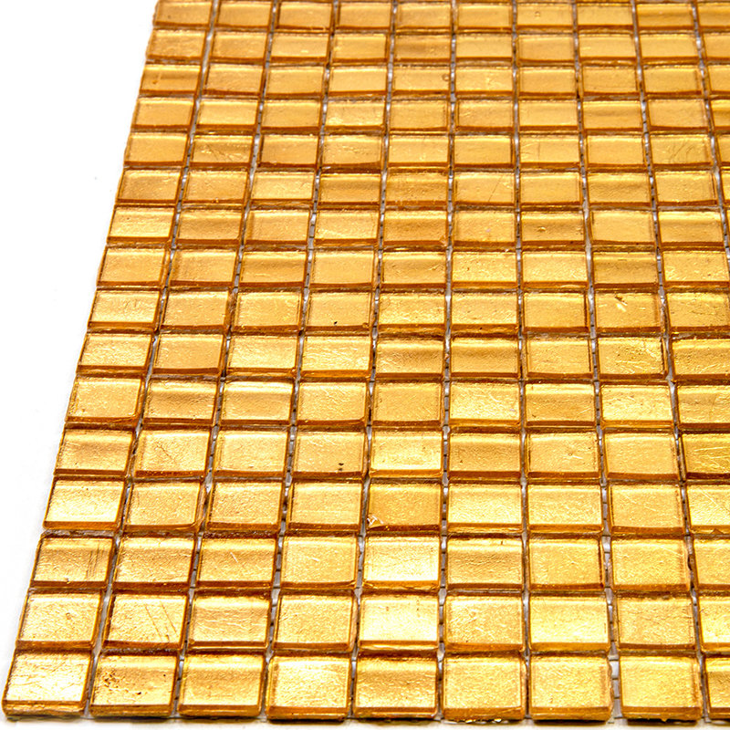 Skosh 0.6" x 0.6" Glass Grid Mosaic Wall & Floor Tile, Gold Yellow