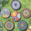 Table d'appoint colorée pour patio avec égratignures - céramique et cadre stable