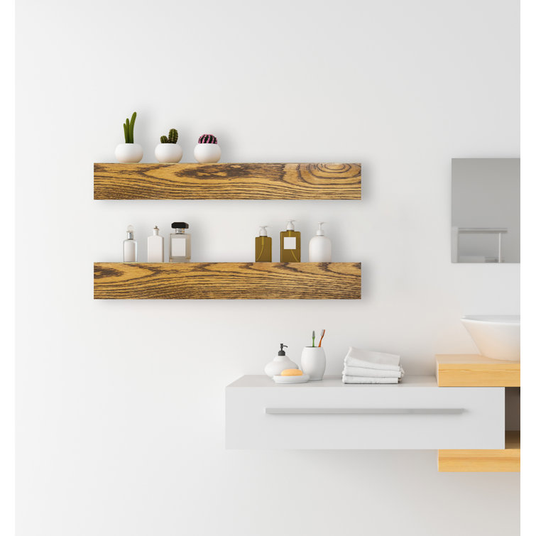 Emerald Lee 2 Piece Oak Floating Shelf