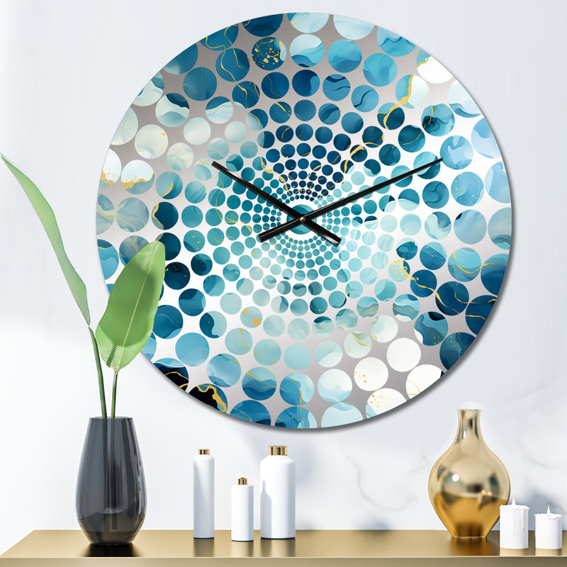 Horloge murale en marbre zen bleu et blanc, Médium