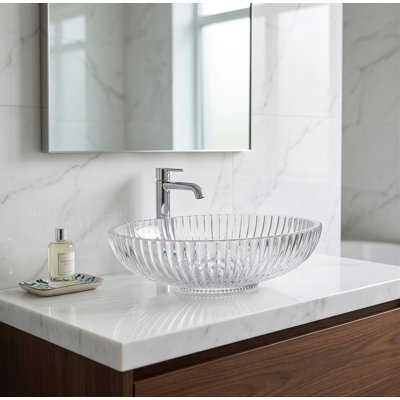 Majestic 21" Glass Oval Vessel Bathroom Sink