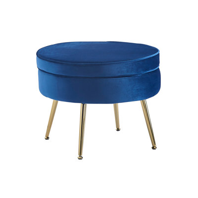 Bucknell 52cm Wide Velvet Round Solid Colour Footstool Ottoman