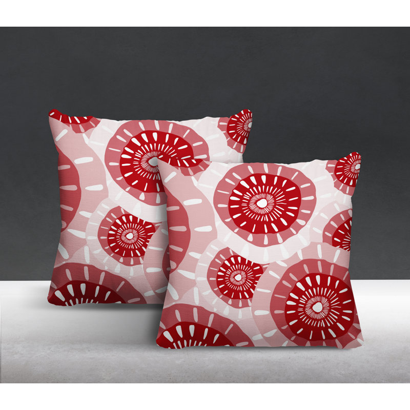 Coussin décoratif intérieur / extérieur, L 19 po x H 19 po, Rouge