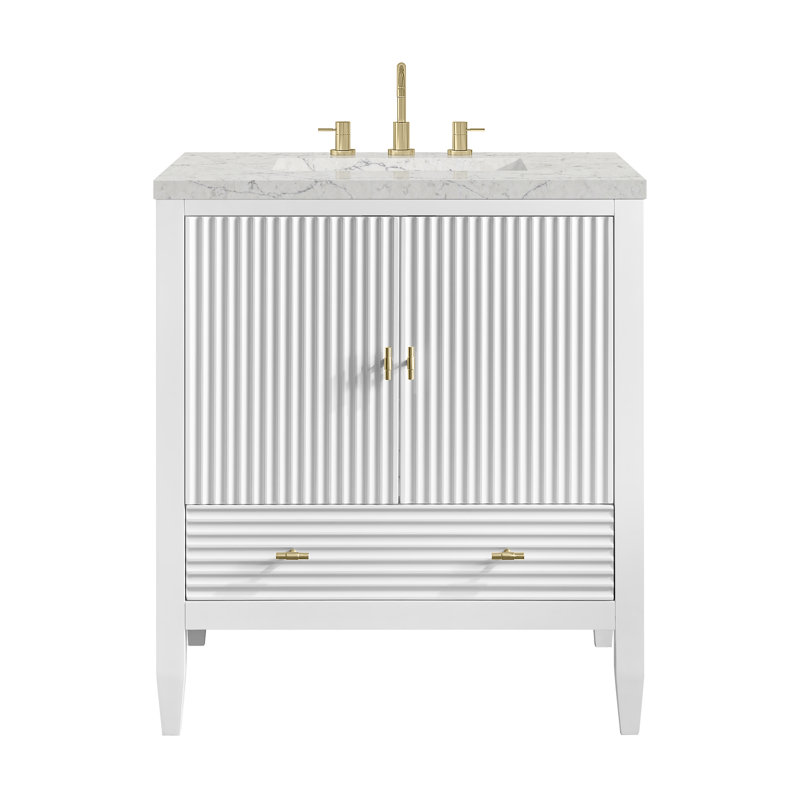 Myrrin 30" W Single Vanity, Eternal Jasmine Pearl, Bright White, 8" Widespread