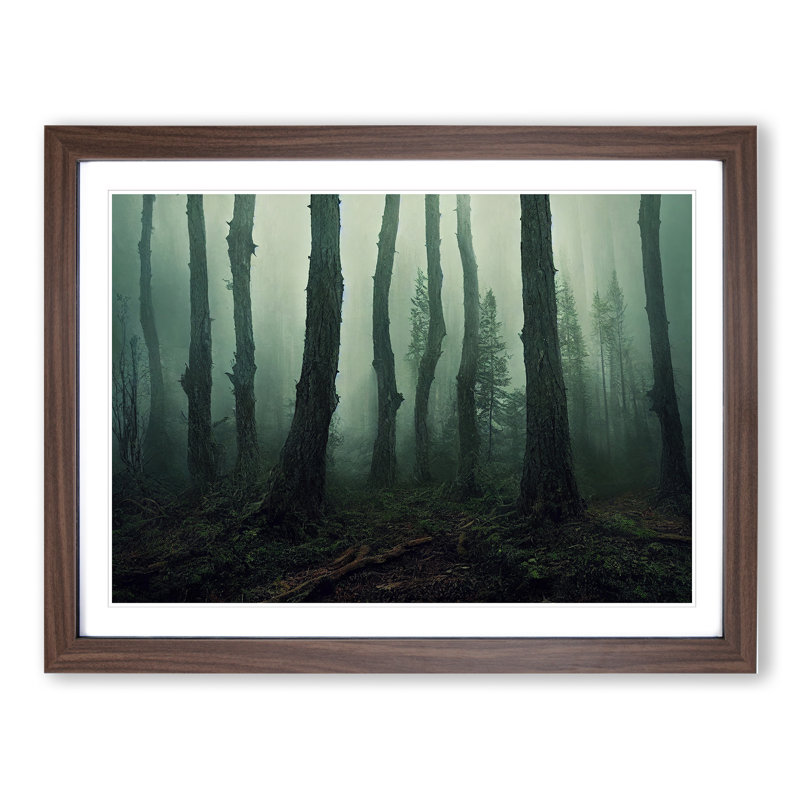 Forest Mist Vol.3 - Single Picture Frame Painting, 46cm H x 64cm W x 2cm D, Walnut