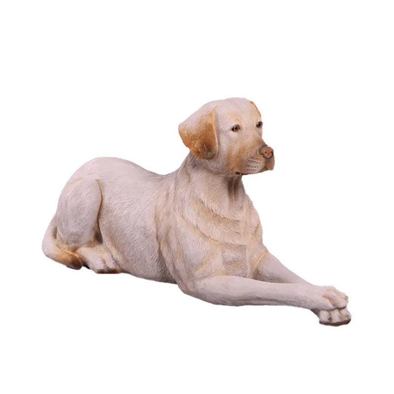 Tan Laying Labrador Life Size Statue