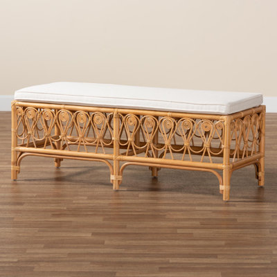 Breckynn Polyester Blend Upholstered Rattan Bench