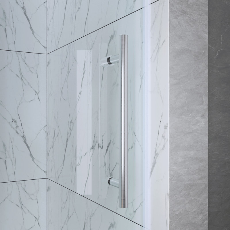 Opal Mirage MCOCOD 56"-60" W x 60" H Single Sliding Frameless Smooth Sliding Tub Door with 3/8" (10mm) Clear Glass, Brushed