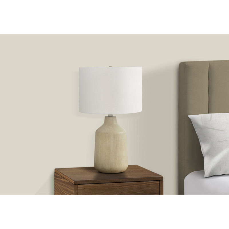 Lighting, H 24 po, lampe de table, béton, abat-jour, contemporain, Beige, Ivory