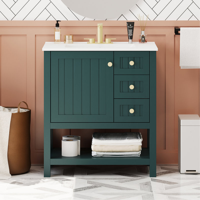Meuble-lavabo de style transitionnel 30 po avec lavabo en céramique