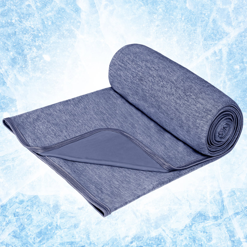 Navy Reversible Cooling Throw Blanket for Hot Sleepers