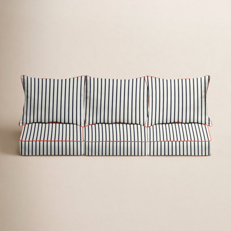 Charnock Striped Indoor/Outdoor Sunbrella Seat/Back Cushion (Set of 3)