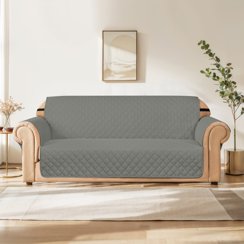 Ayalisse Box Cushion Sofa Slipcover, 76"H x 78"W x 22"D, Light Gray Polyester Blend