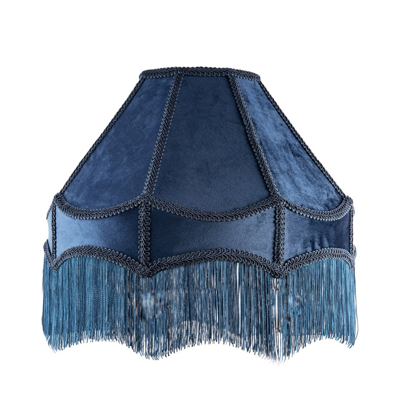 Velvet Empire Lamp Shade ( No Direct Attachment Method ), Blue, 26cm H x 40cm W x 40cm D