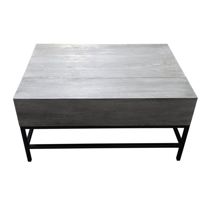 Table basse à plateau relevable avec construction et attrait rustique en bois gris - ajoute une touche d'élégance à votre intérieur
